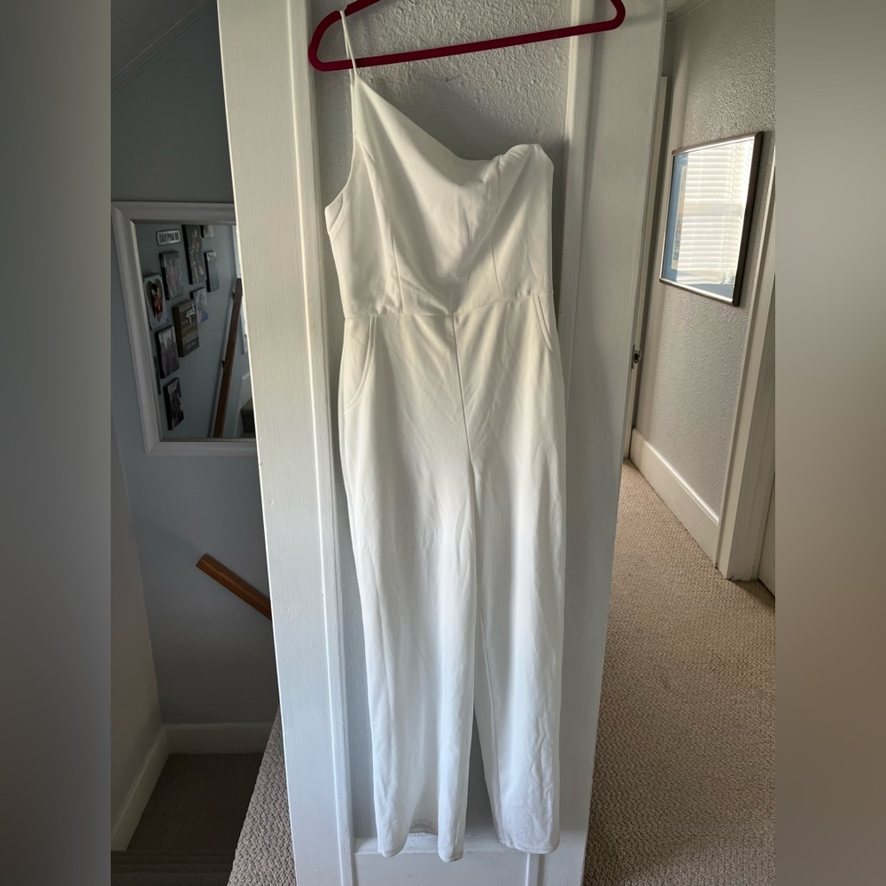 NWT One shoulder White Jumpsuit